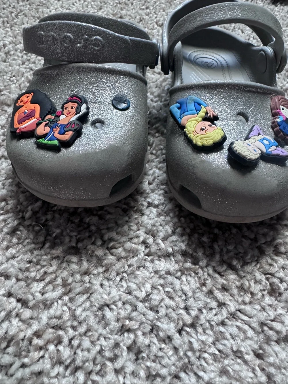 CROCS Gray Kids Slip-On Clogs with Princess Jibbitz